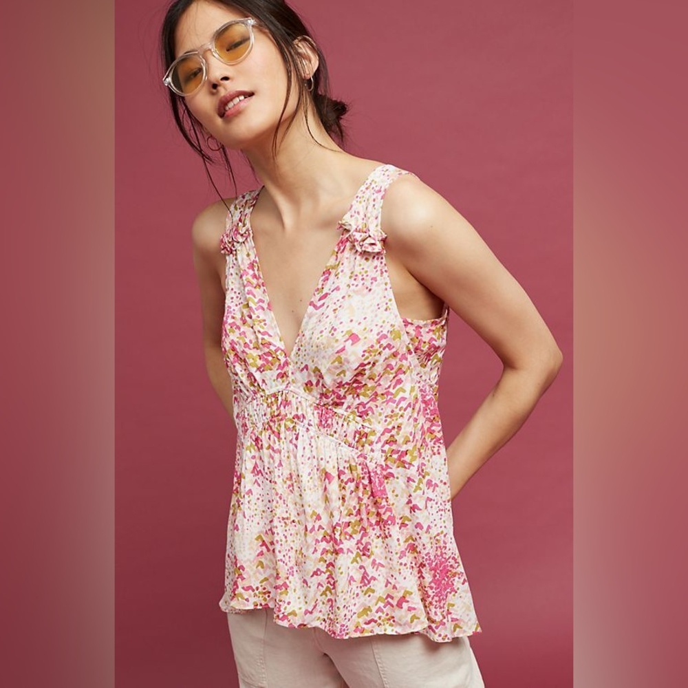 Anthropologie Maeve Bretta Gathered Tank Top